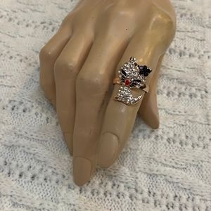 Gold Tone Kitty Adjustable Ring